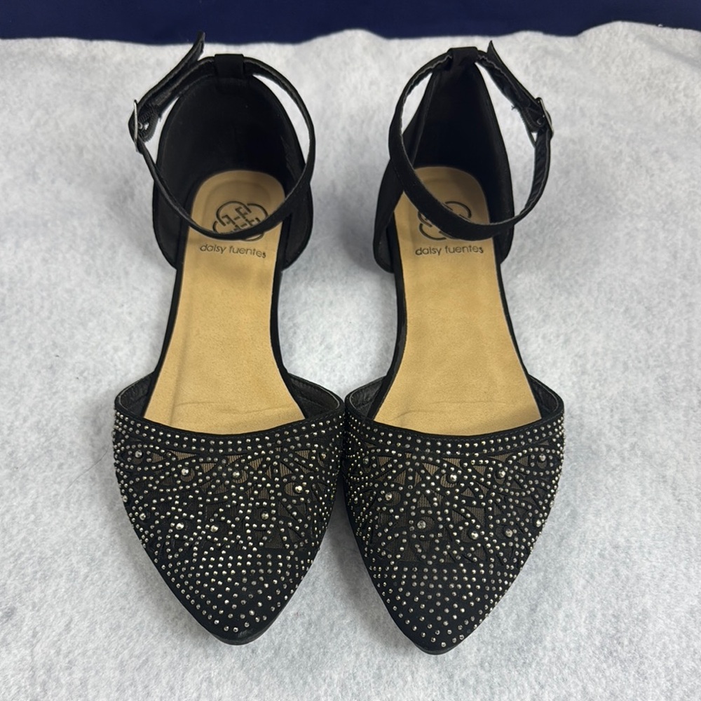 Daisy Fuentes Black Studded Women's Flats